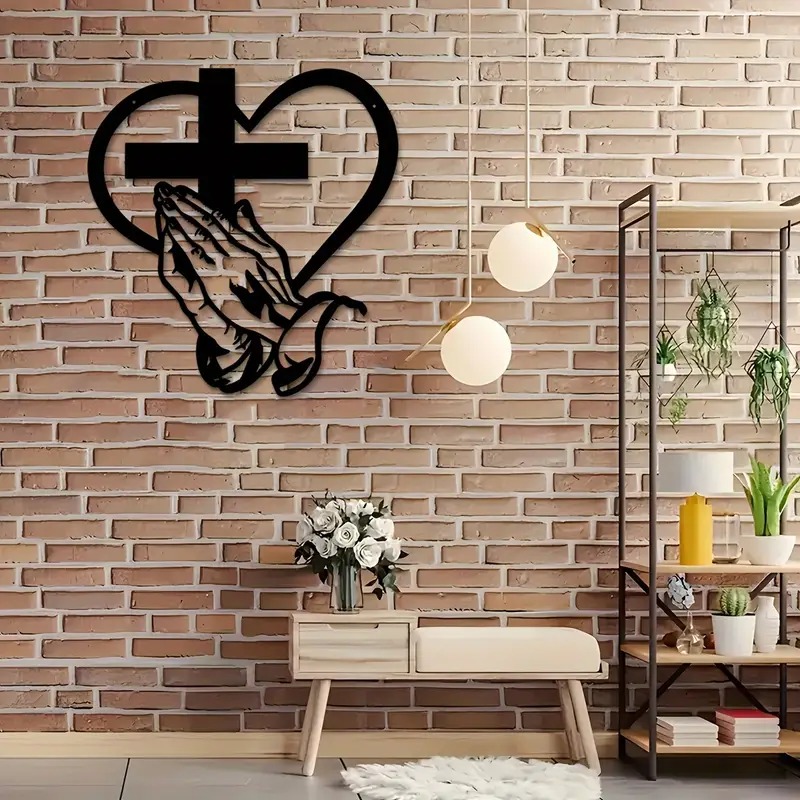 🎄Early Christmas Sale - 50% OFF🔥Christian Metal Wall Art – Heart & Cross with Prayer Hands