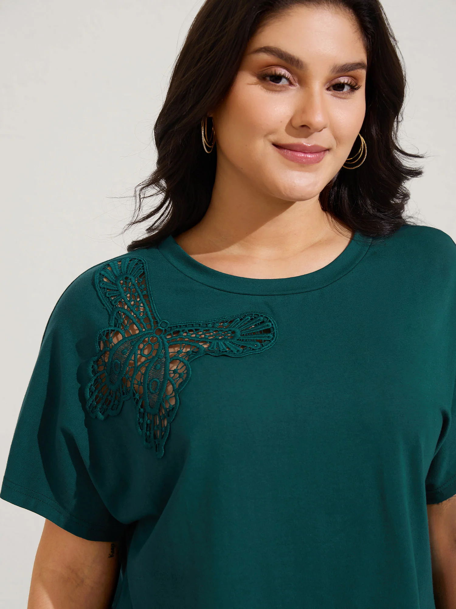 Pure Cotton Butterfly Cut-Out T-Shirt