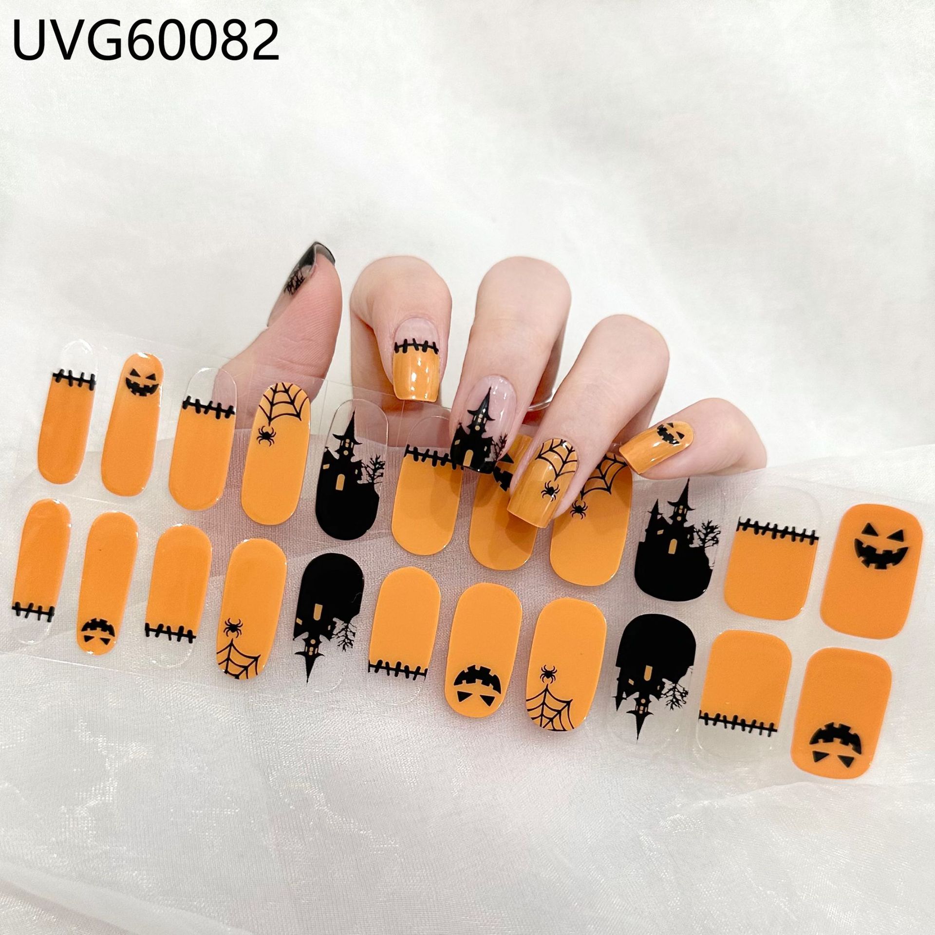 Semi Cured Gel Nail Strips, 22 pcs Nail Wraps, Glaze Gel Nail Stickers