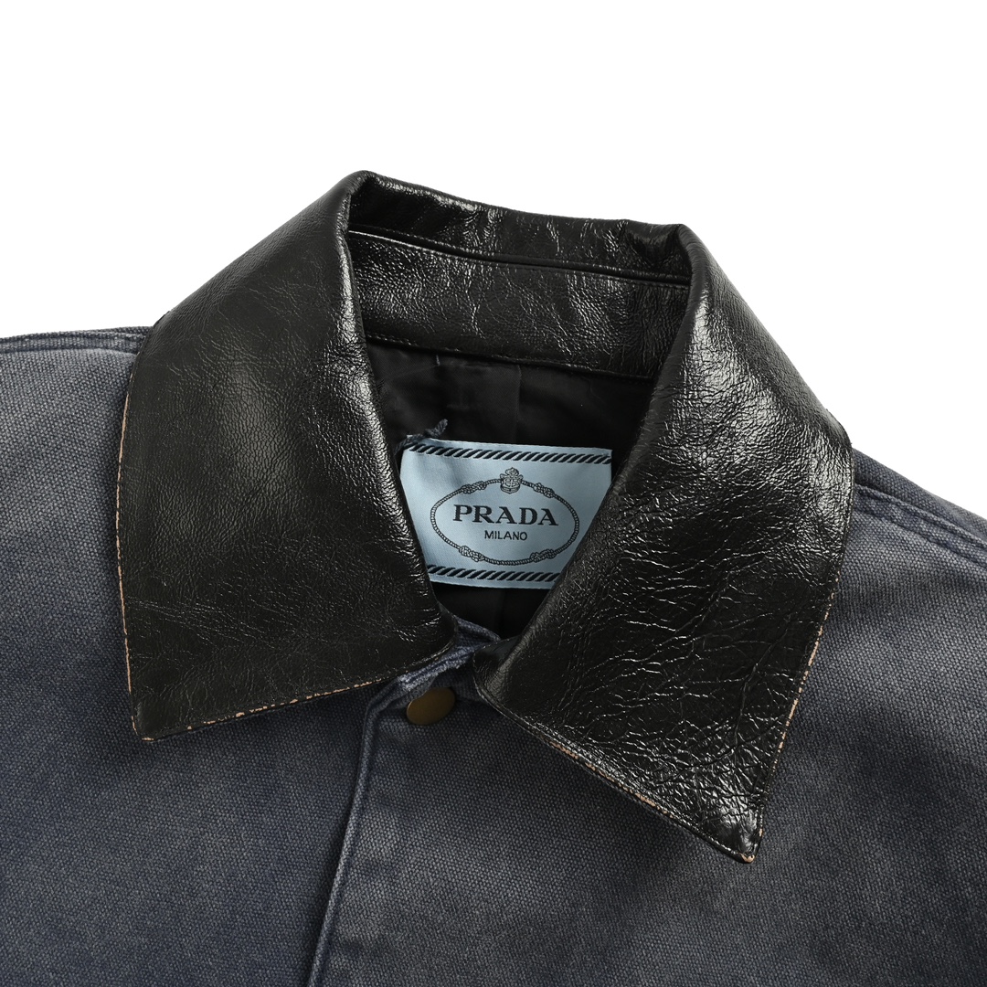 Prada 24Fw washed distressed canvas denim jacket