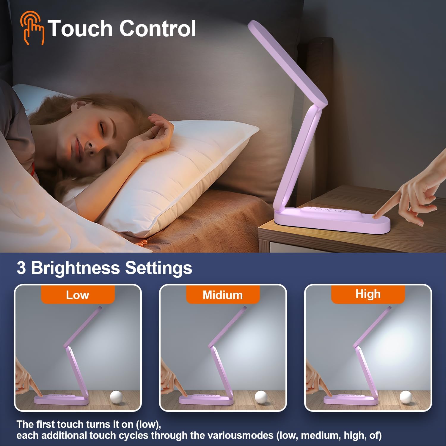 LED Desk Lamp for Office Home & Battery Operated Lamp Rechargeable Lamp Foldable & Portable Light, LED Desk Light Strip, 3 Brightness Dimmable Small Desk Lamp Wireless Reading Lamp