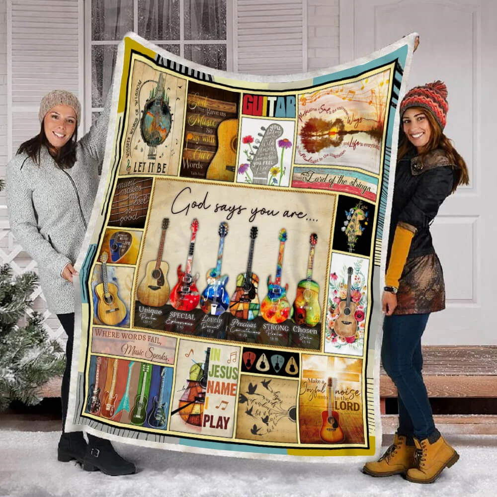 Guitar, God Says You Are Sofa Throw Blanket