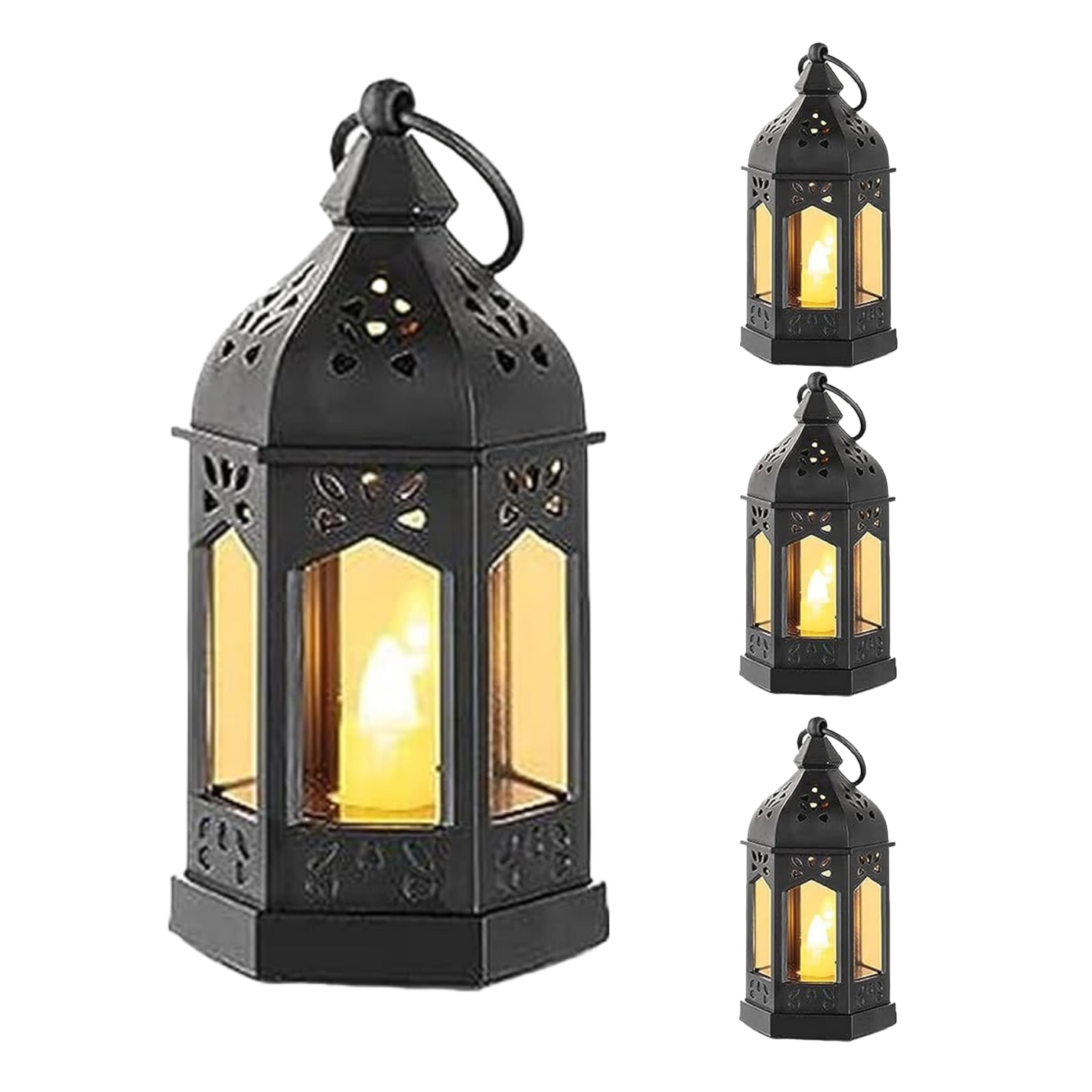 💖Last Day 49% OFF💖4 PCS Vintage Lantern with Flickering LED Candles