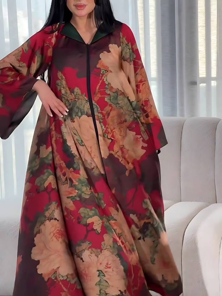 V-Neck Artistic Elegant Printed Dress