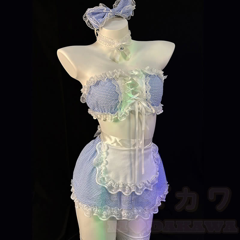 Sexy Maid Lace Bow Stockings Lingerie Dress