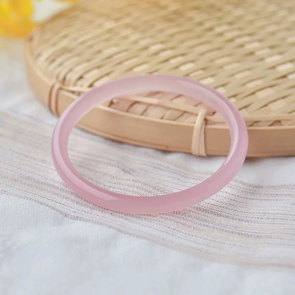 Brazil Pink Natural Jade Women's Bracelets Charm Jadeite 6mm Round Agate Bangle Elegant Fine Jewelry Accessories Ladies Gift