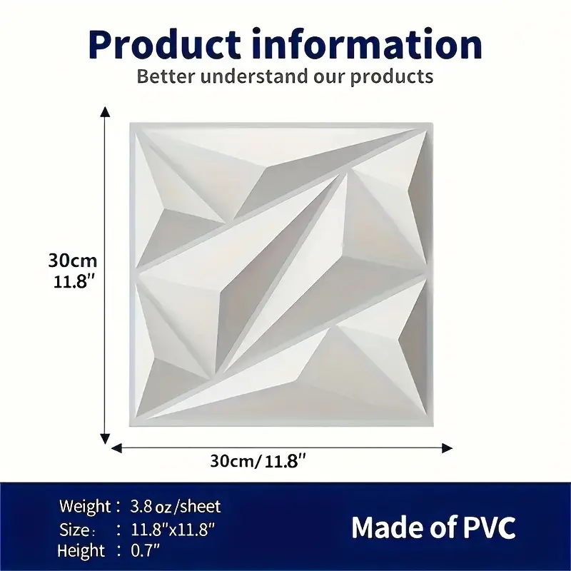 PVC Three - Dimensional Stereoscopic Decorative Wall Panels (11.8in*11.8in)