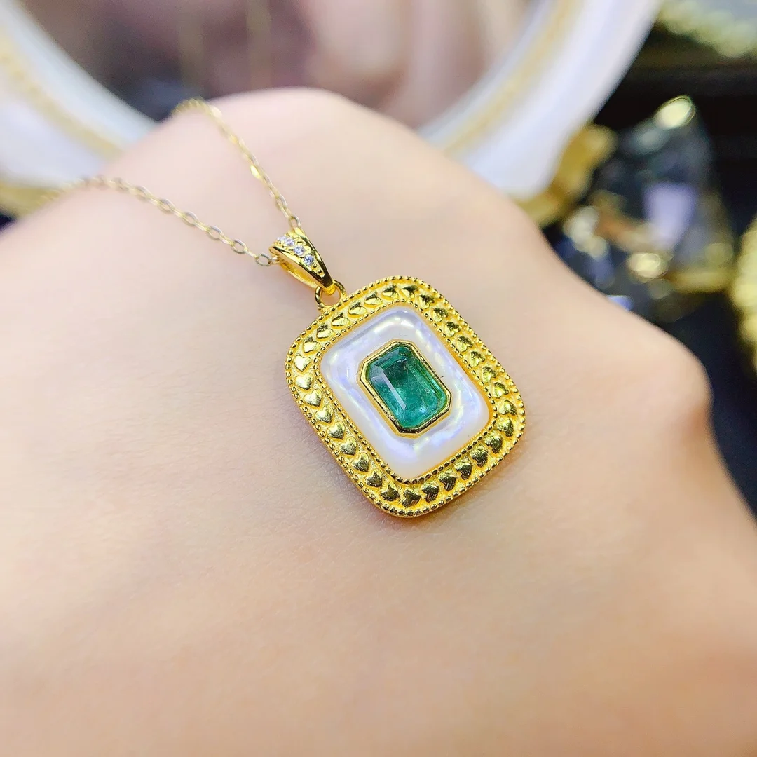 Emerald Silver 925 Jewelry Women's Gem Pendant 925 Sterling Silver Women's Luxury Necklace Christmas Shipping Free