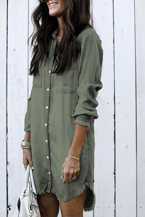 Heididress Stylish Button Down Denim Shirt Dress ( 4 Colors)