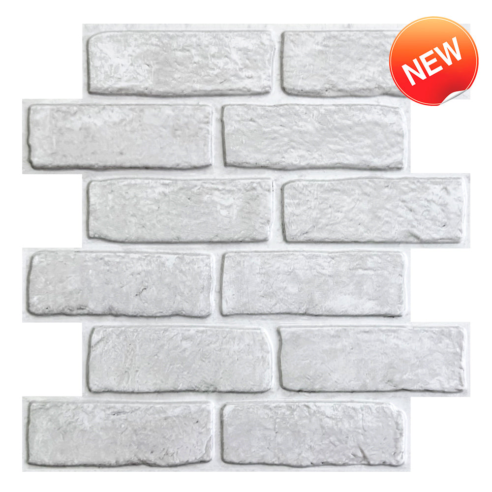 3D Vintage White Brick Peel and Stick Wall Tile