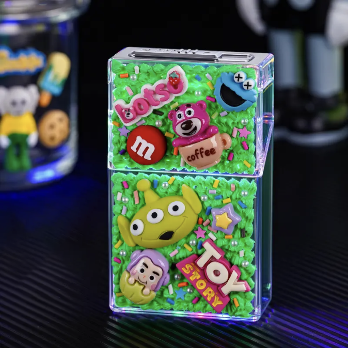 Handmade DIY cigarette case with electric lighter rechargeable