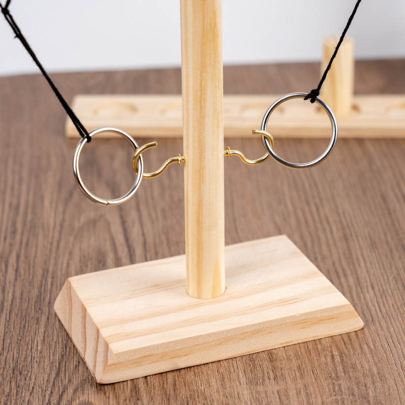 Ring throw game handmade wooden hook