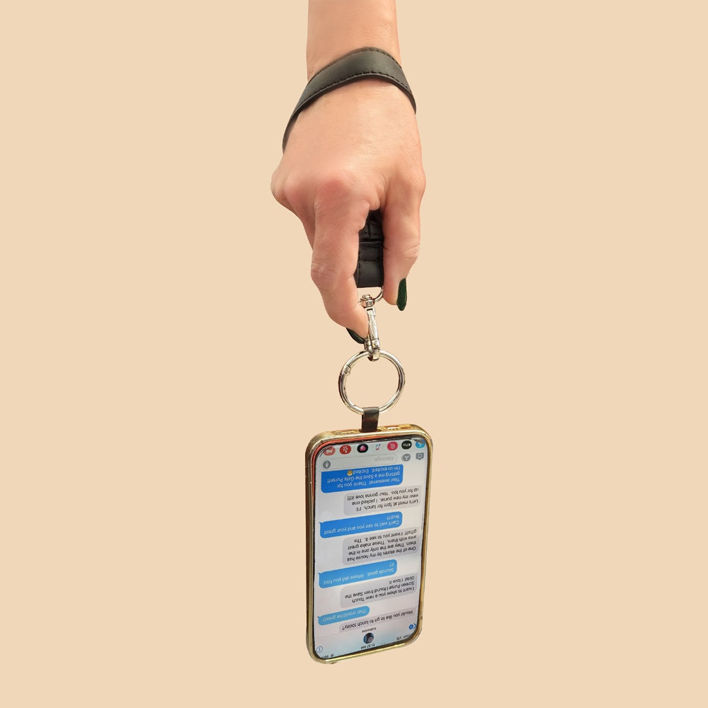 ✨2024 NEW✨Cell Phone Strap with Brushed Vegan Leather Pouch