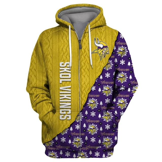 MINNESOTA VIKINGS 3D CHRISTMAS HOODIE ABC03