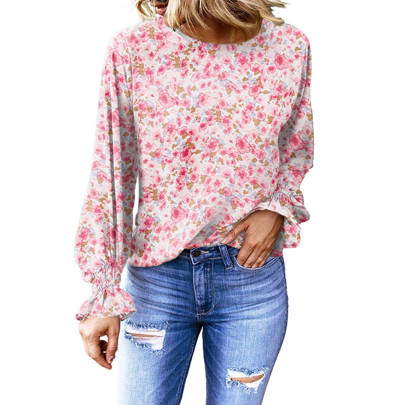 Floral Bishop Sleeves Women's Top