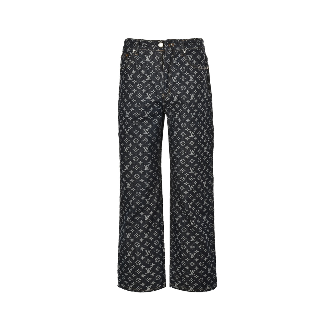 Louis Vuitton 24Fw Heavy Printed Jacquard Pearl Button Straight Jeans