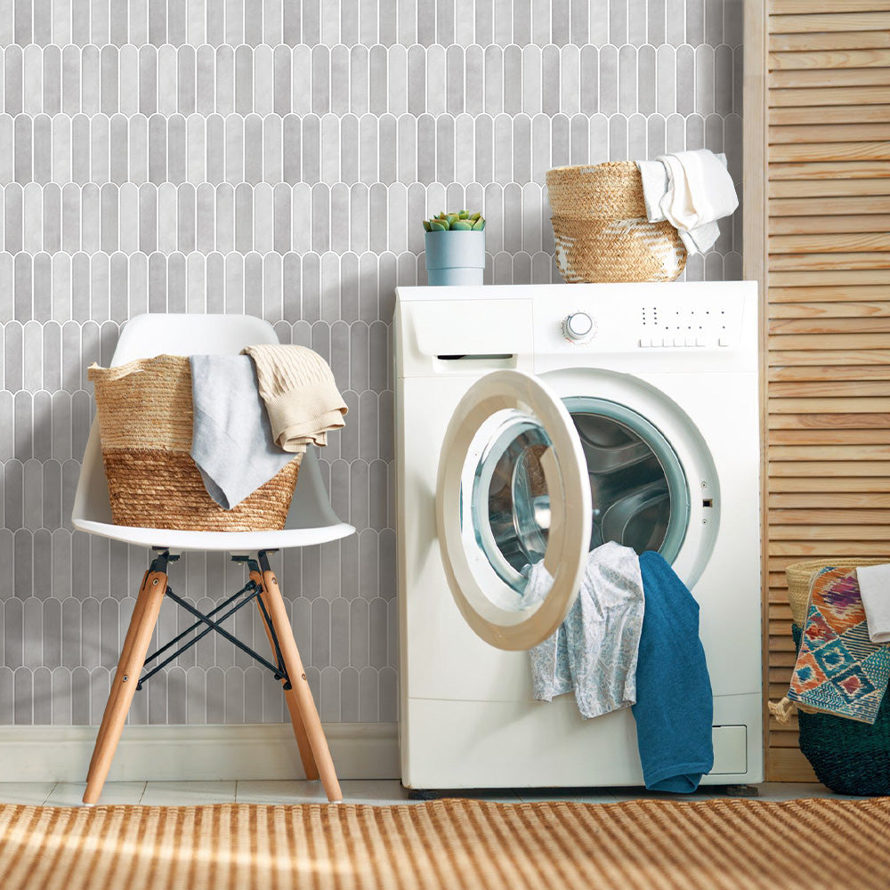 3D Gray Fish Scale Peel and Stick Wall Tile