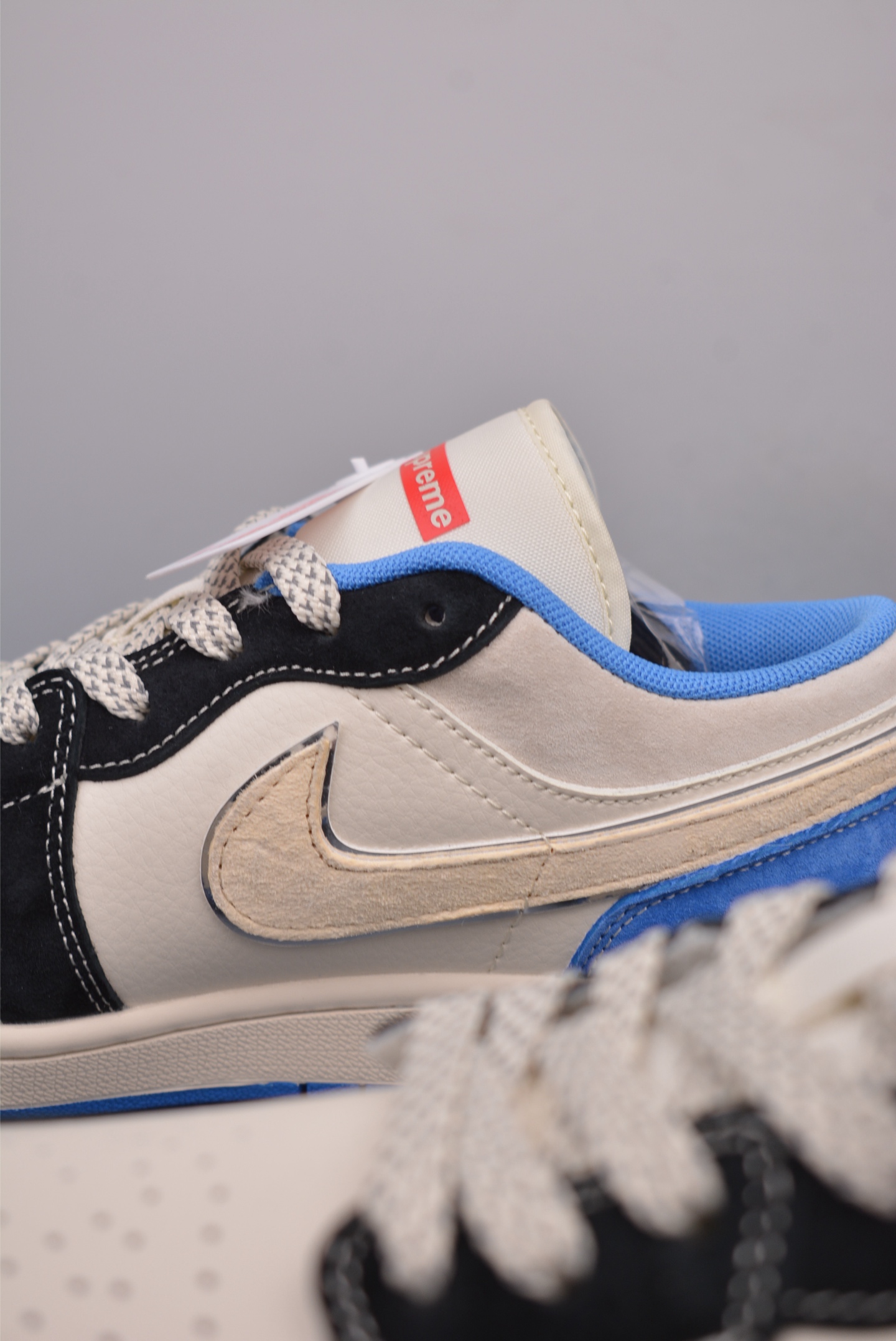 Supreme x Nike By You Air Jordan 1 Low OG Black White Blue XX3318-501