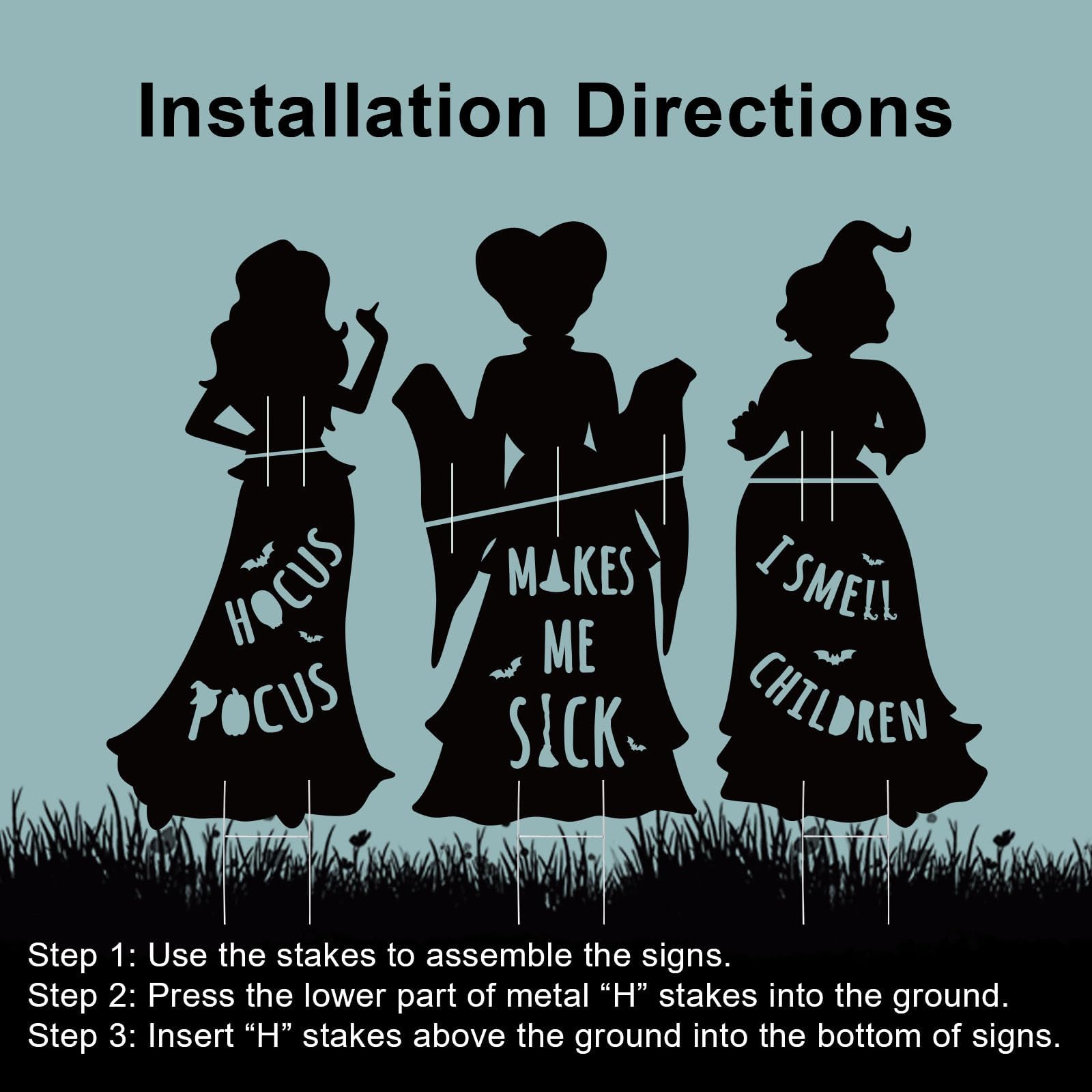 💥ON SALE💥3-Piece Halloween Witch Silhouette Garden Stakes Set 🧙‍♀️