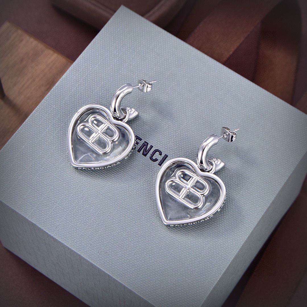 Balenciaga Transparent Baby Heart Earrings
