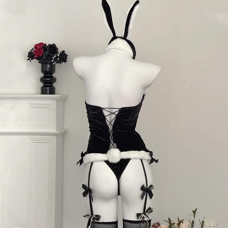 Bunny Ears Bow Lingerie Dress Set