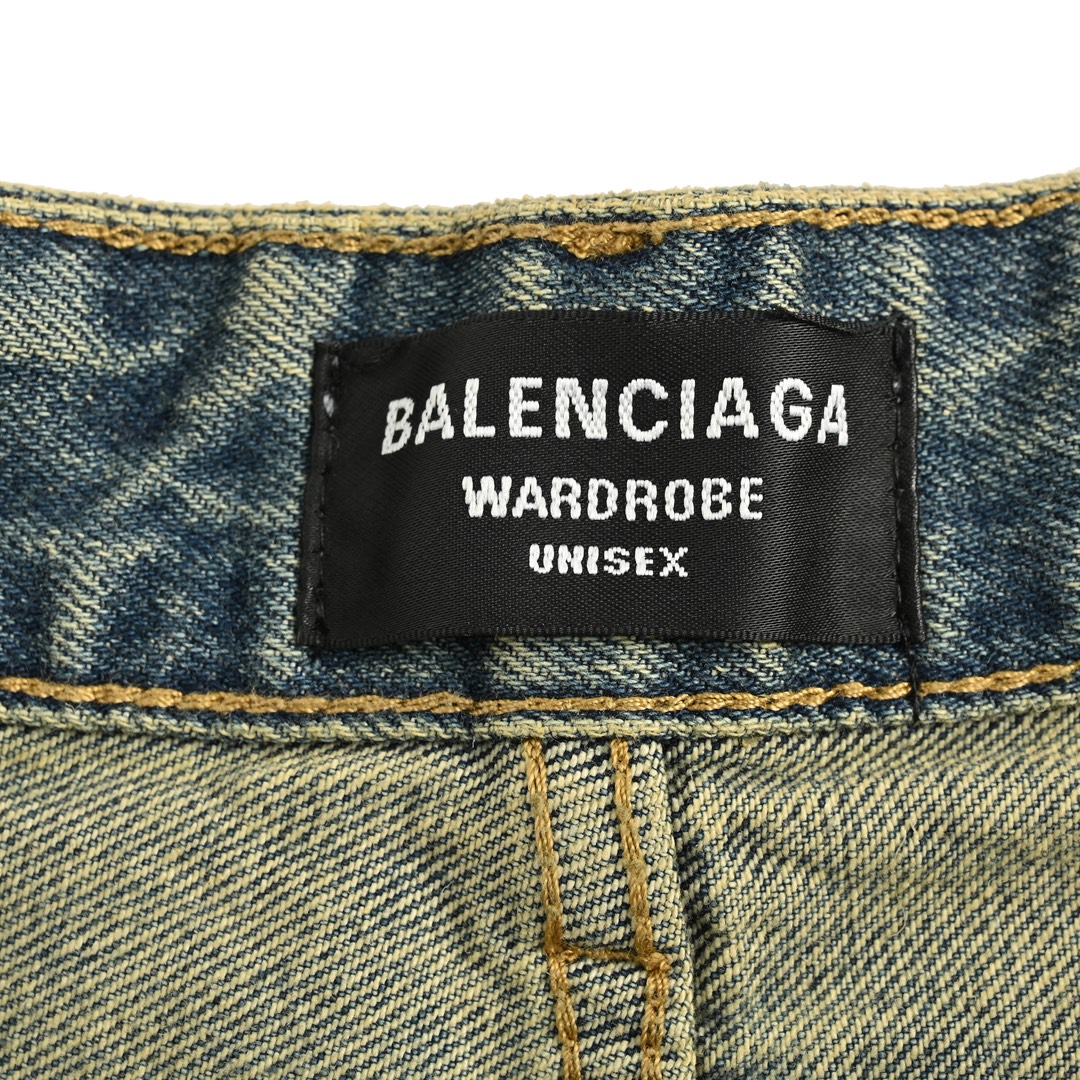 Balenciaga Hand-painted Graffiti Washed Loose Wide-leg Jeans