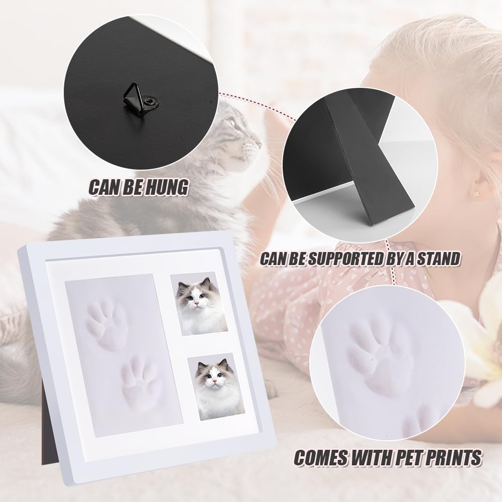 Pet Paw Print Photo Frame Kit with No Toxic Clay - Memorial Gifts for Pet Lovers
