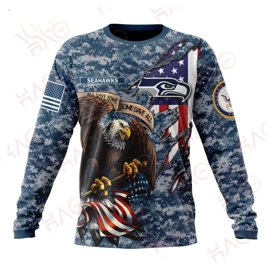 SEATTLE SEAHAWKS 3D HOODIE US NAVY VETERANS