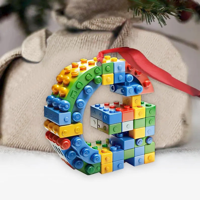 Building Brick Letter Ornament for Christmas
