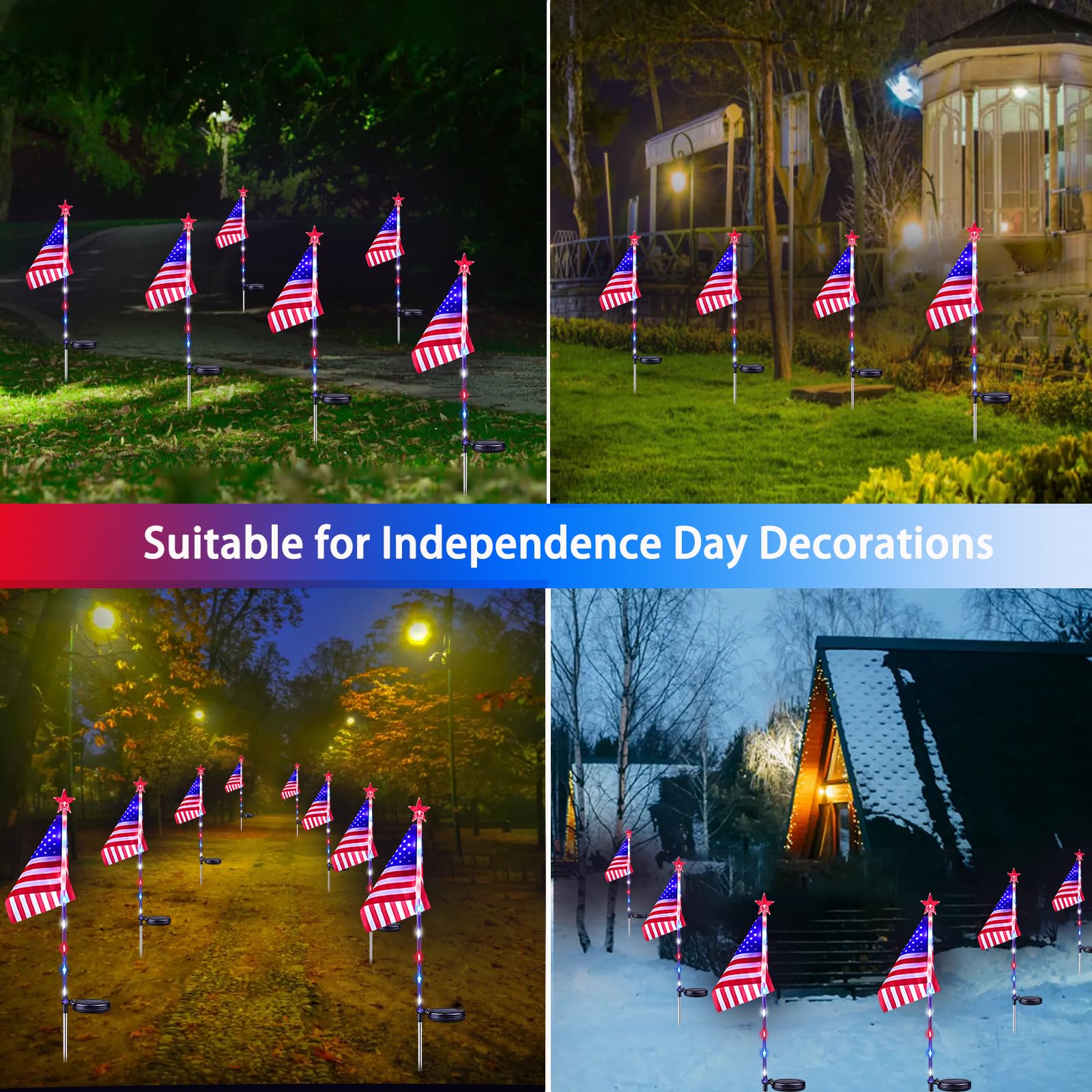 🔥Last Day 50% OFF🔥3PCS/SET(Each Only $9.99)--🇺🇸 American Flag Solar Lights