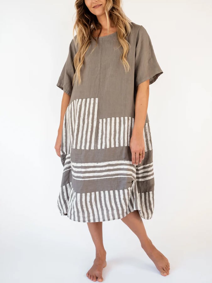 Women's Solid Color Cotton Linen Dress