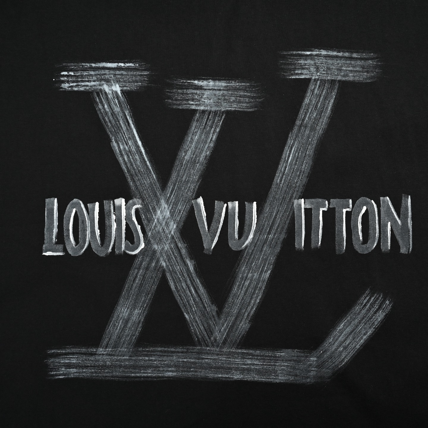 Louis Vuitton 25ss letter graffiti hand-painted print short sleeve