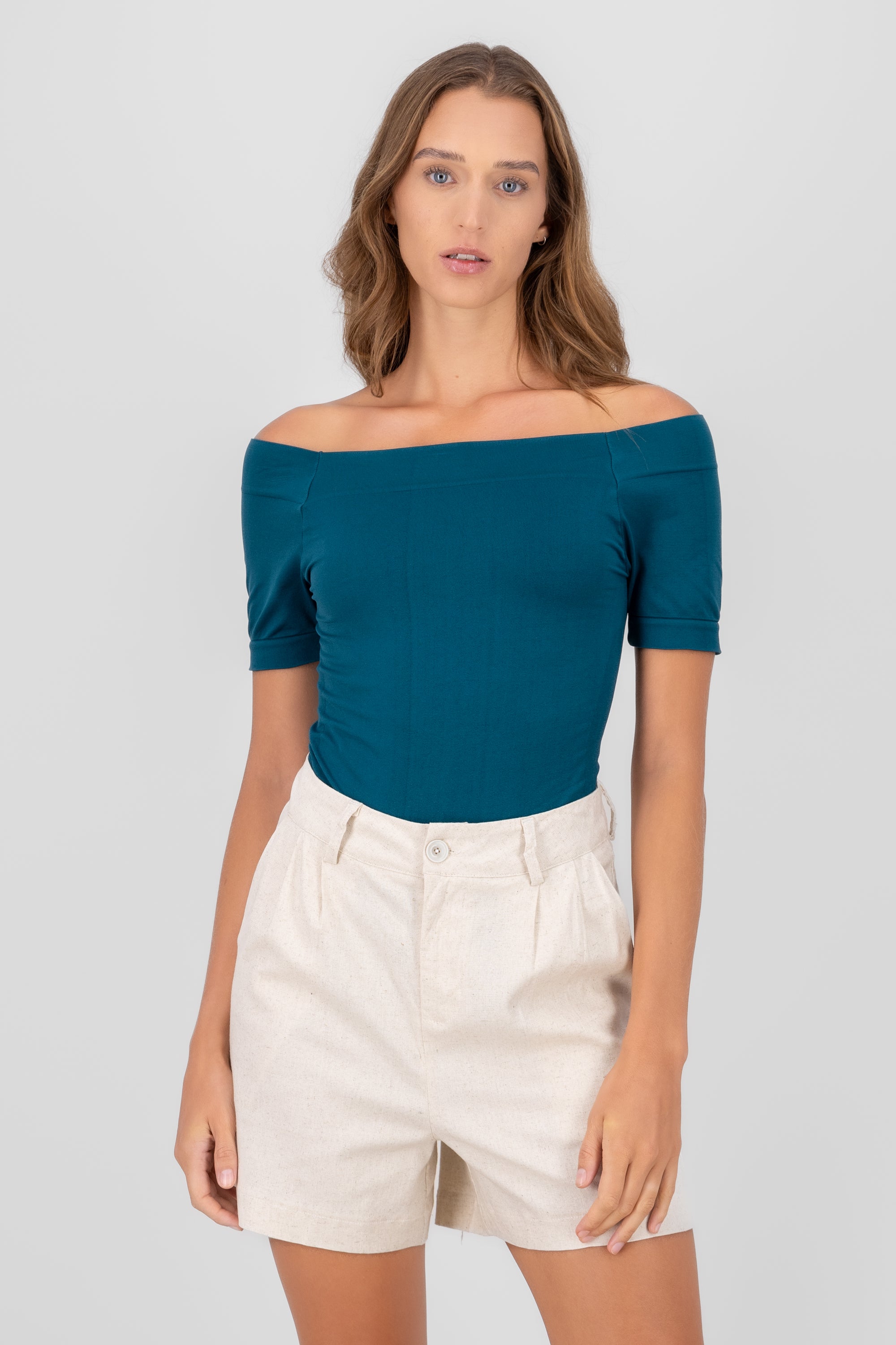 Seamless Bare Shoulder Plain Bodysuit