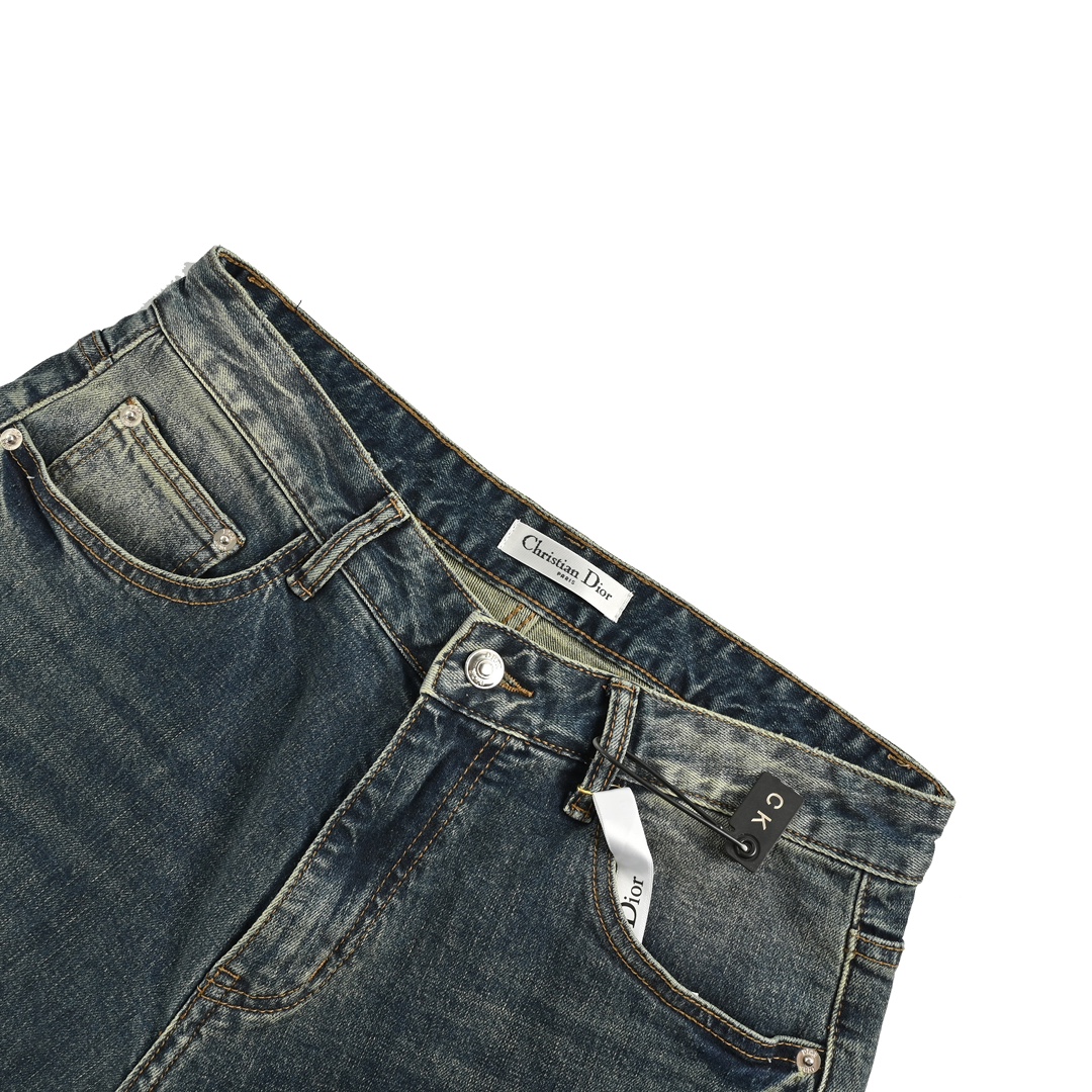 Dior 24Fw back pocket iron tower embroidered jeans
