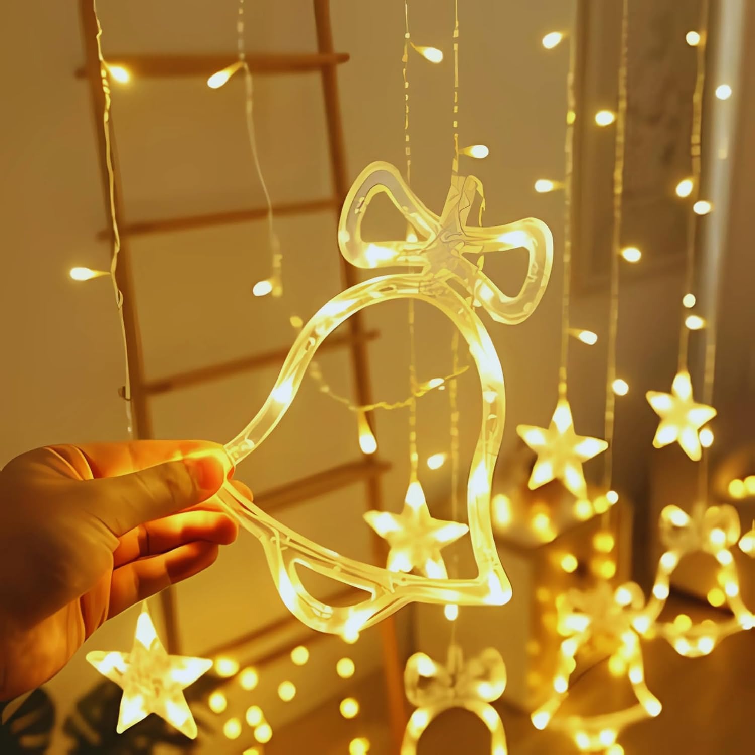 ✨Flash Sale✨Solar String Elk Christmas Tree Curtain Lights，Outdoor Waterproof