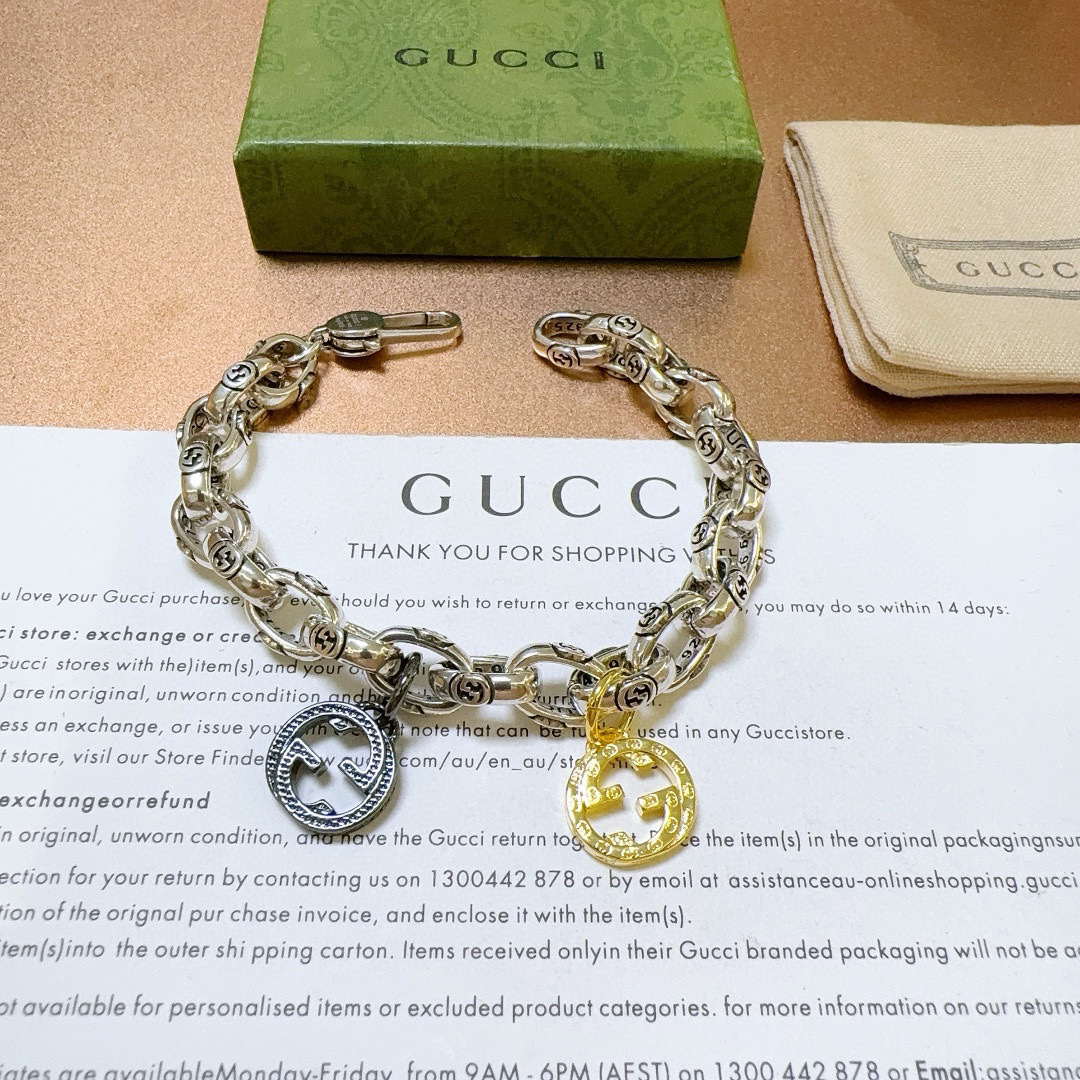 Gucci Two Tone GG Chain Bracelet