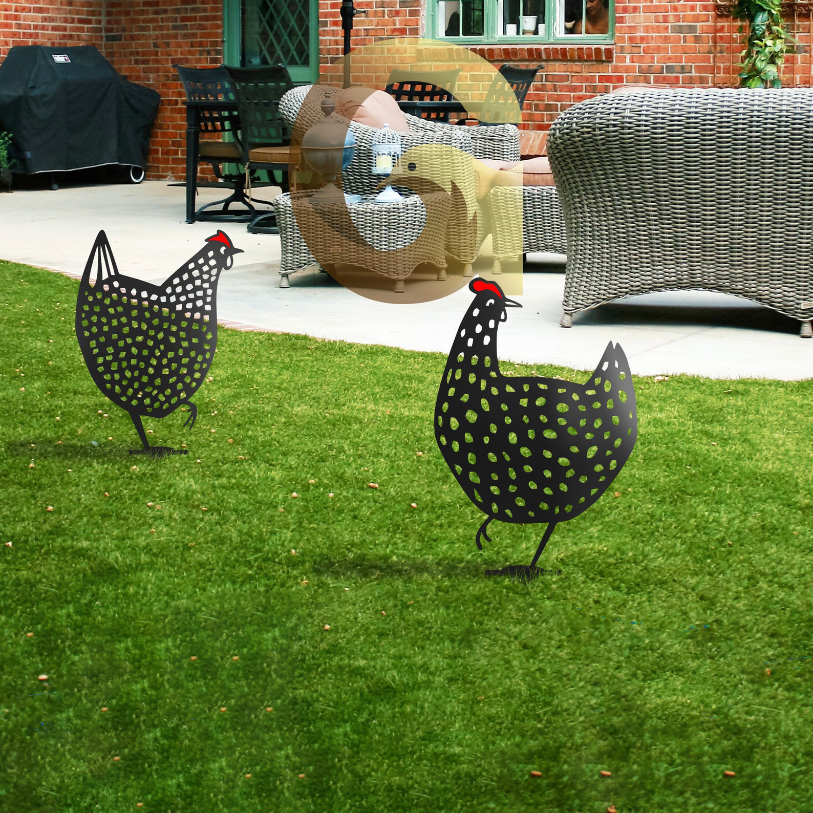 Metal Chicken Yard Art