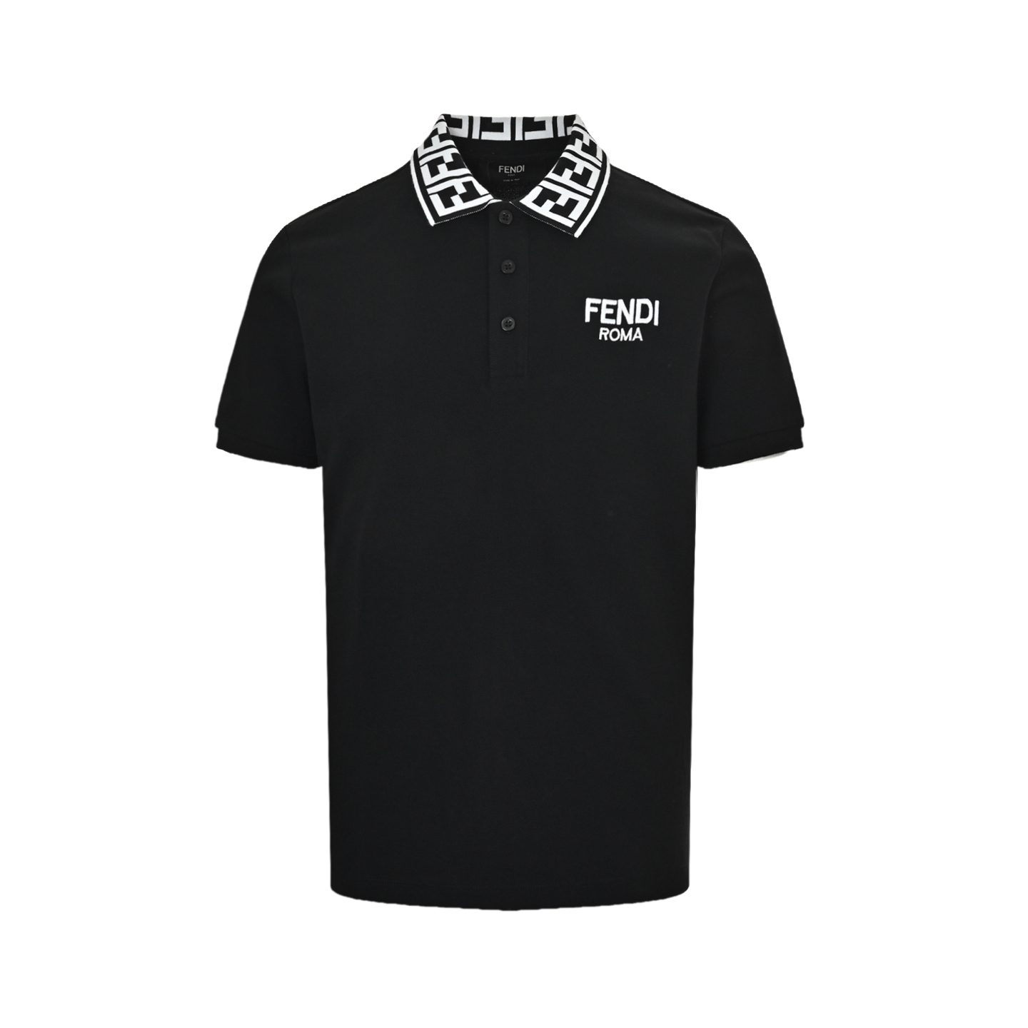 Fendi Double F neckline chest embroidered letters Polo short sleeve