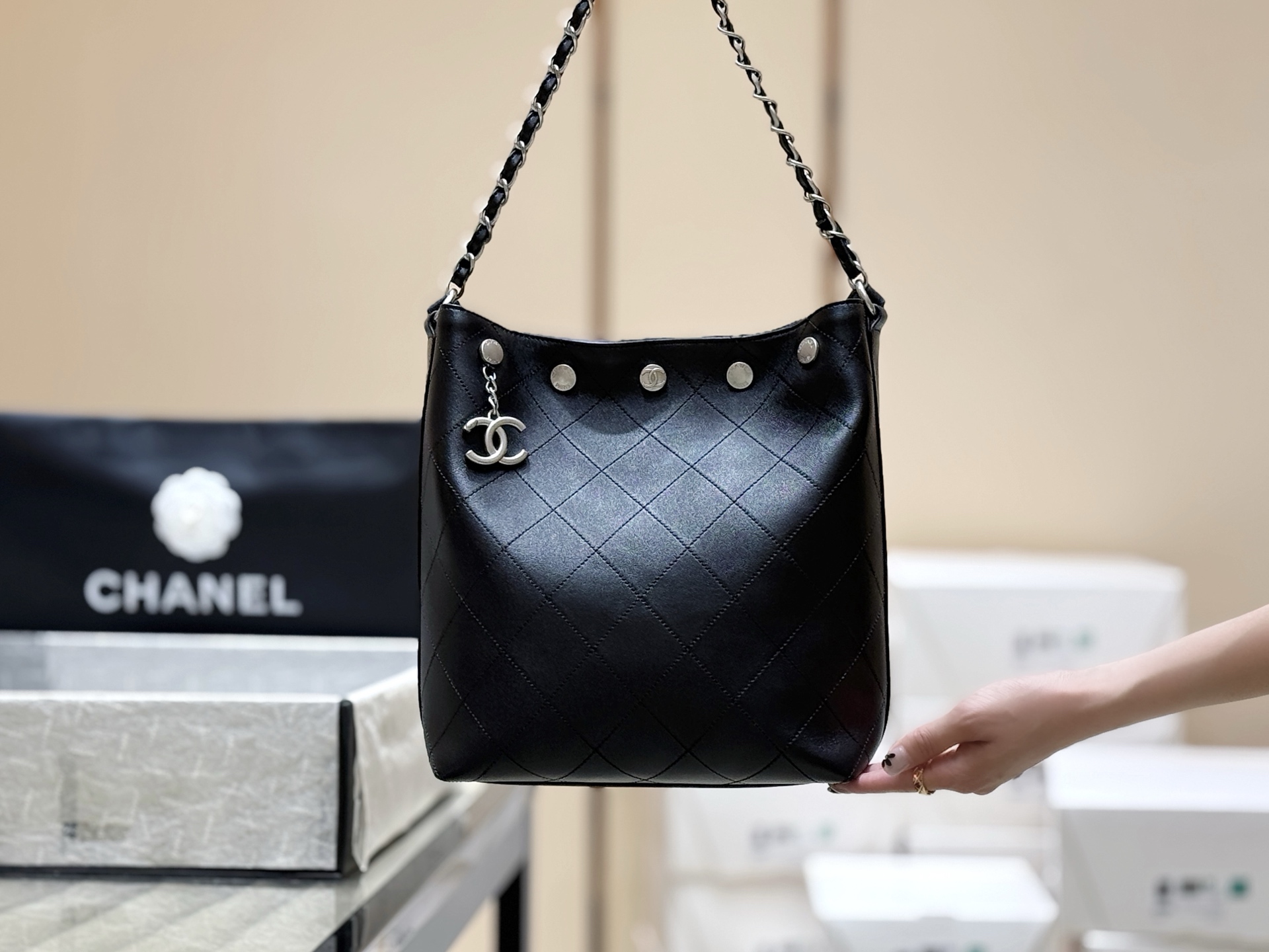 Chanel 25P Spring/Summer Preview Series Rivet Bucket Bag AS5406