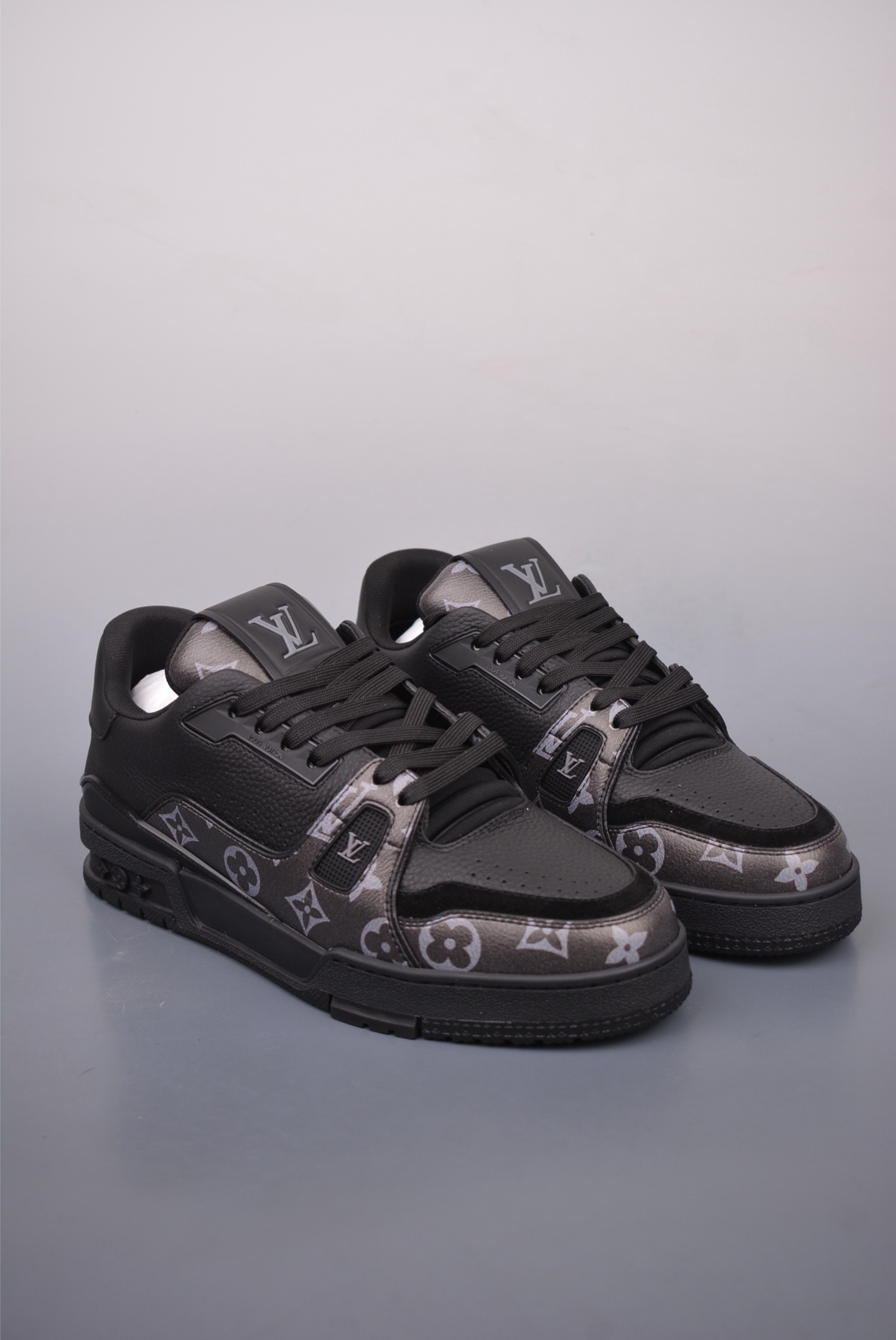 Louis Vuitton Trainer Sneaker Low Black Grey Print 1ADH4A