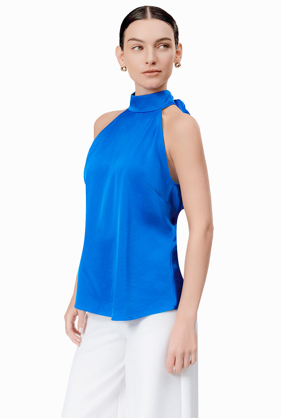 Blusa cuello halter con cinta