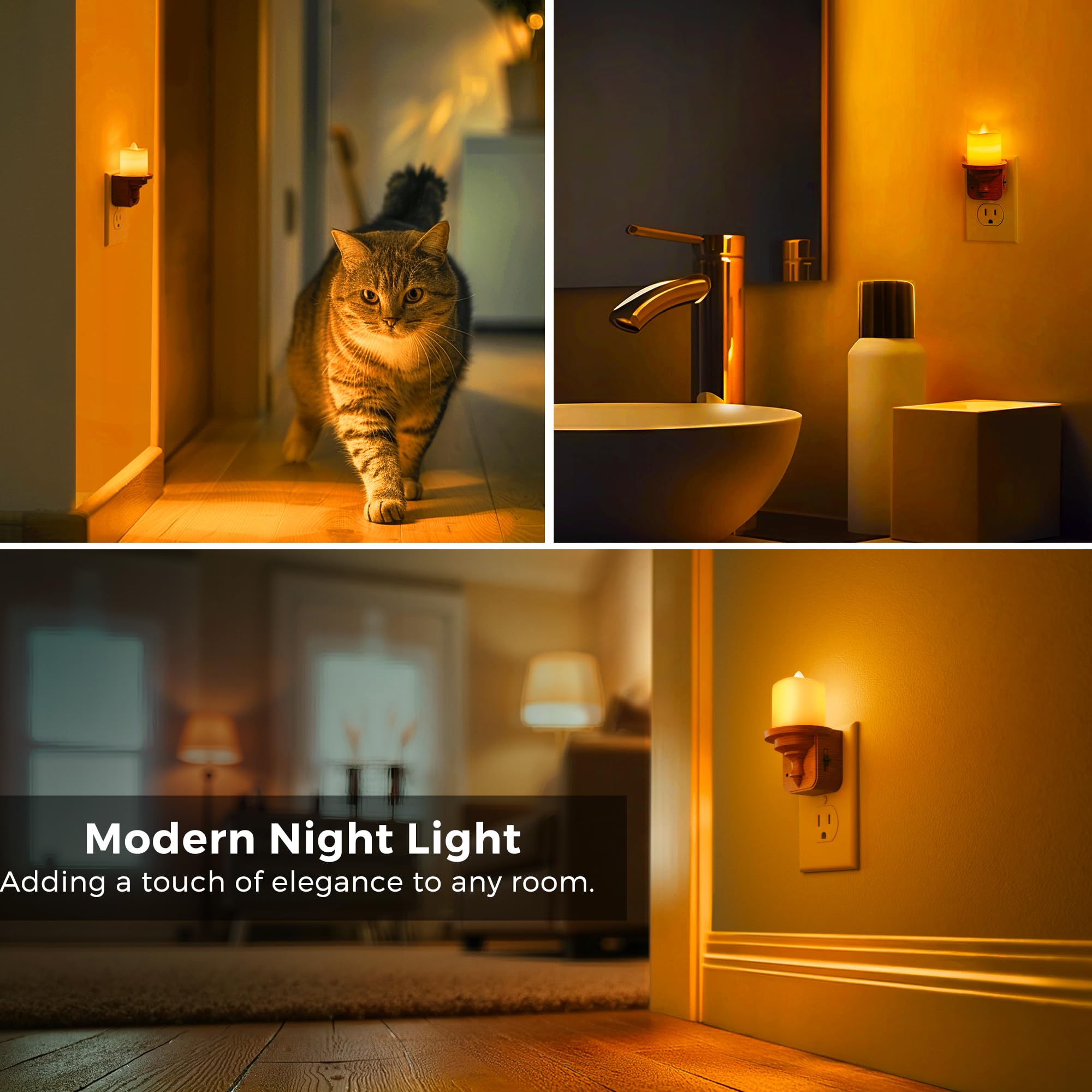 💥ON SALE💥LED Candle Night Light with Light Sensor, Plug into Wall🕯️🌙