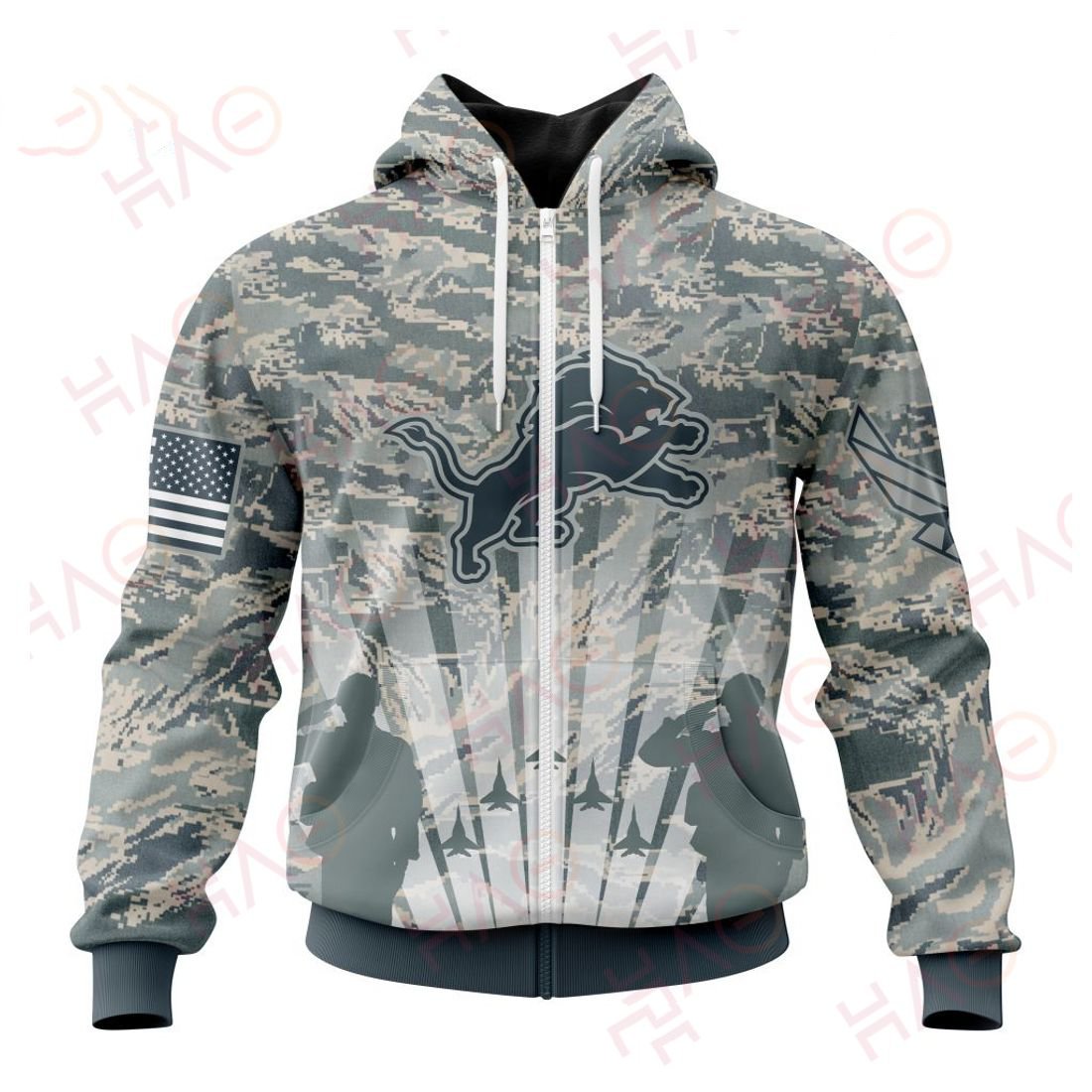 DETROIT LIONS 3D HOODIE US AIR FORCE
