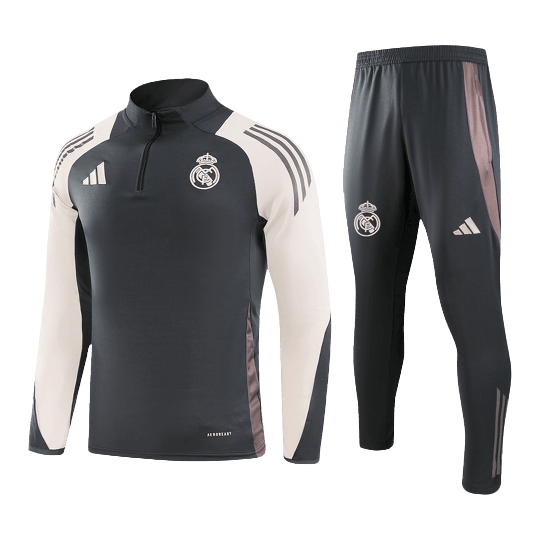 Men's Real Madrid Zipper Sweatshirt Set (Top+Pants) 2024/25