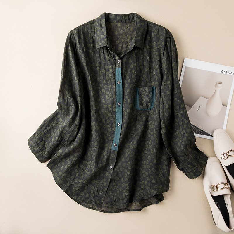 Vintage Floral Print Long Sleeve Shirt