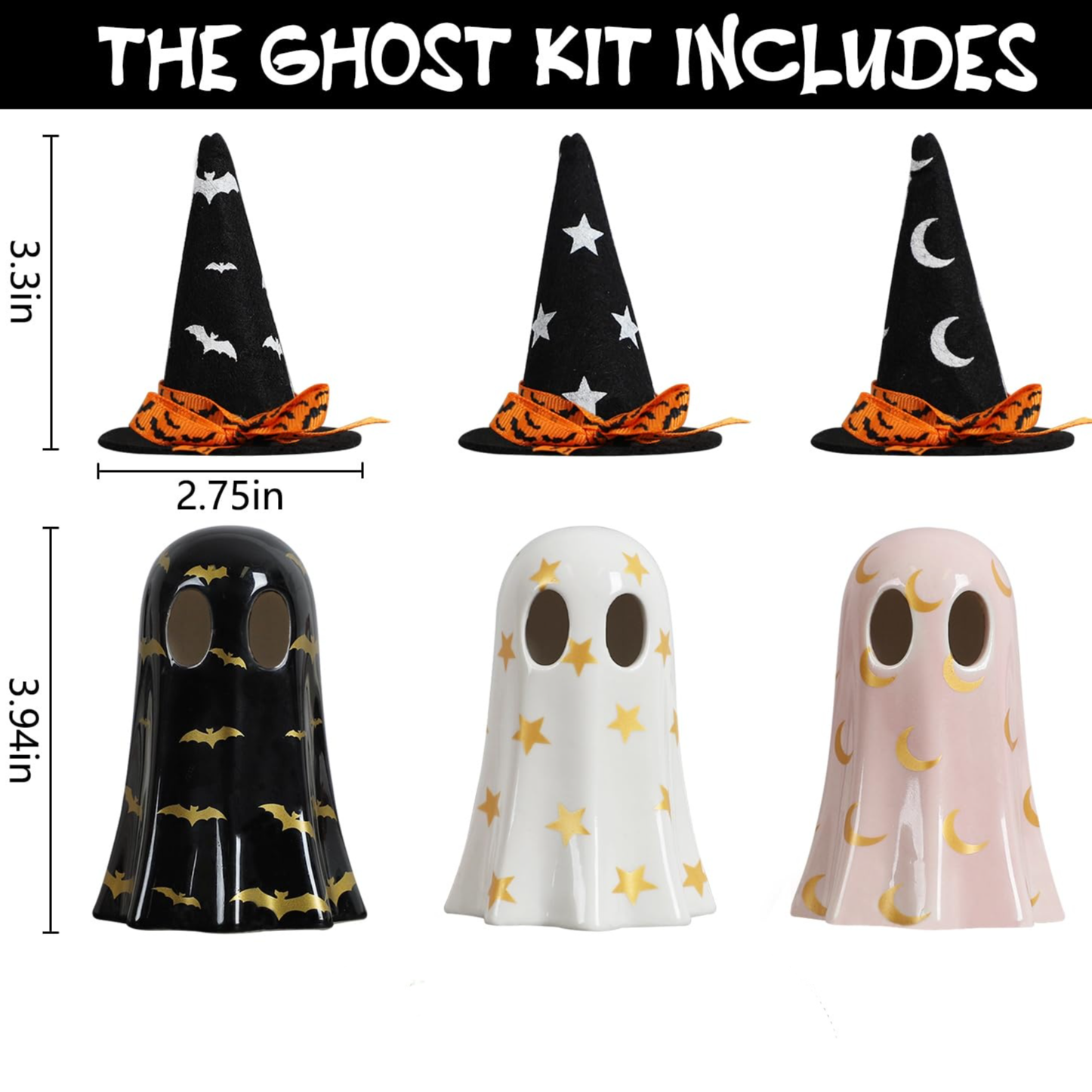 💥ON SALE💥- Ceramic Ghosts with Witch Hats 👻🎩✨