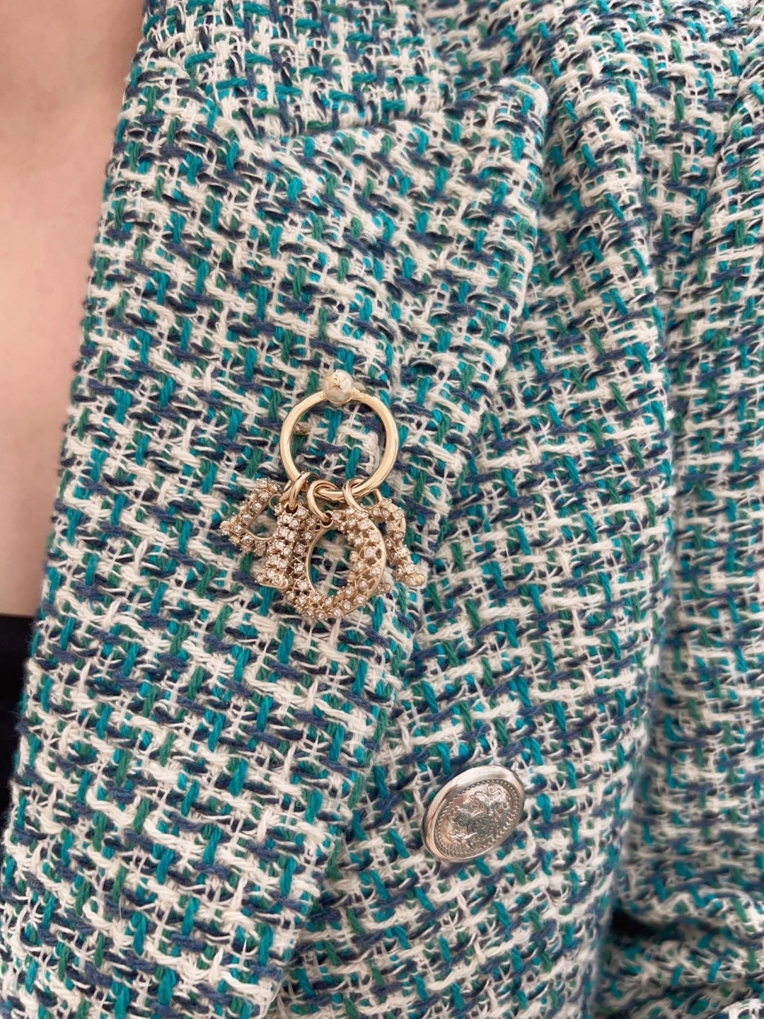 Dior diamond letter brooch
