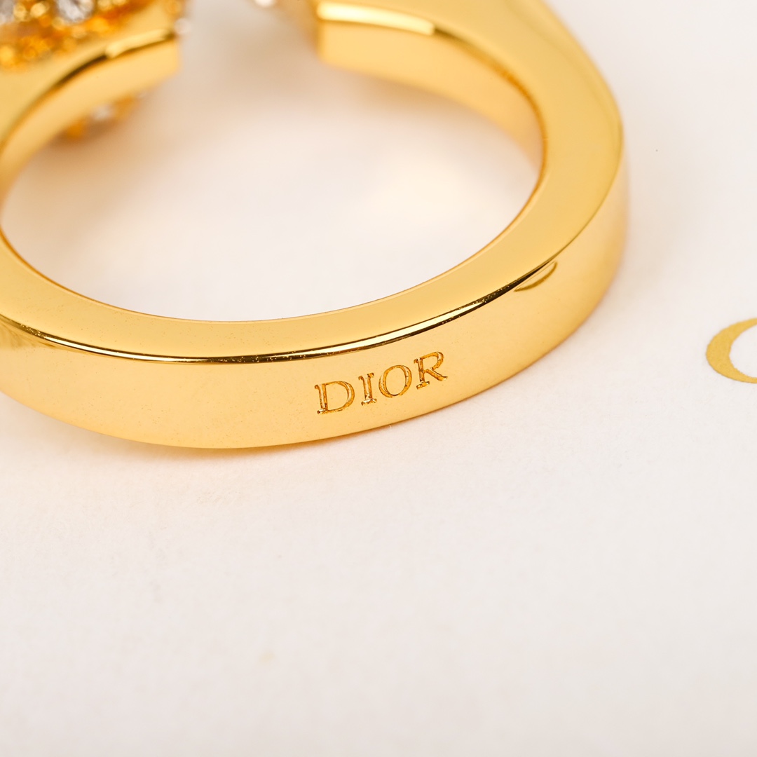 Dior large and small beads full diamond open ring