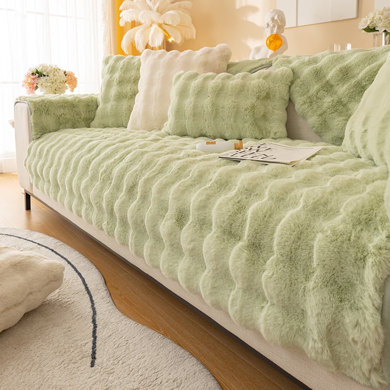😍Cosy Plush Solid Colour Non-slip Couch Cover