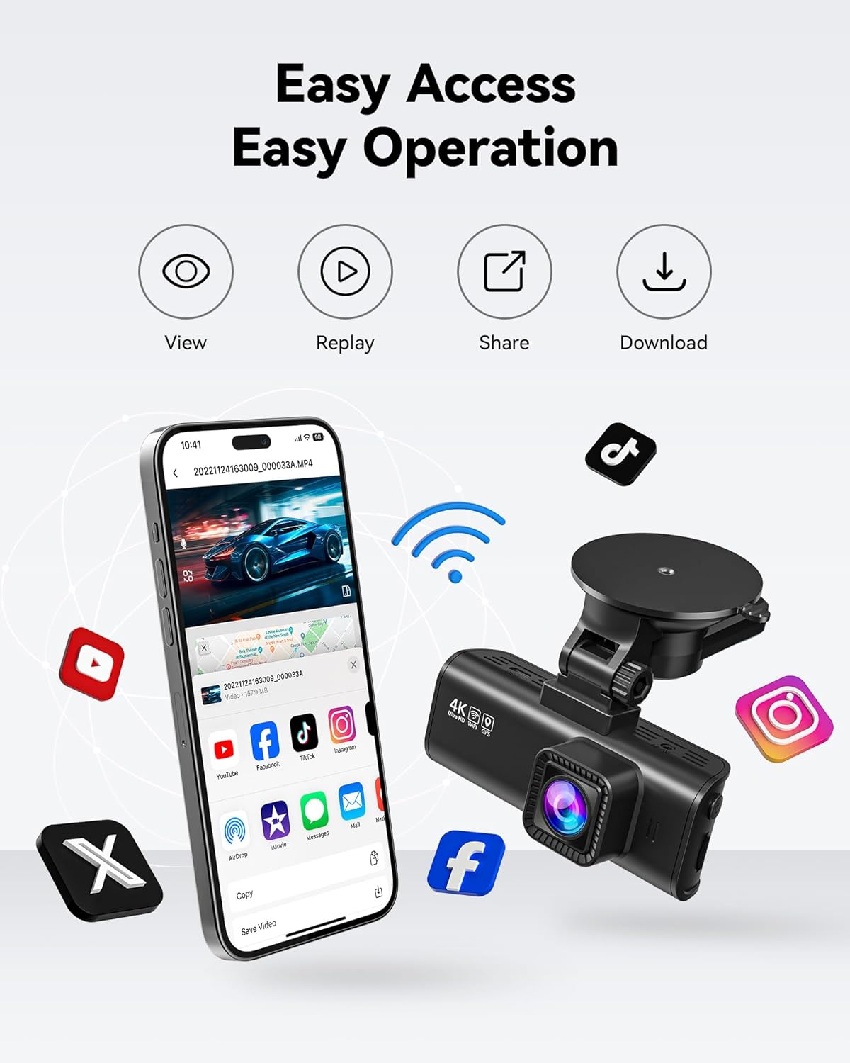 REDTIGER Dash Cam Front Rear 4K/2.5K Full HD Dash Camera for Cars
